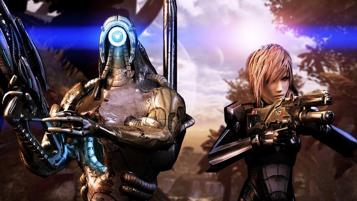 Geth and Lightning from Mass Effect and Final Fantasy