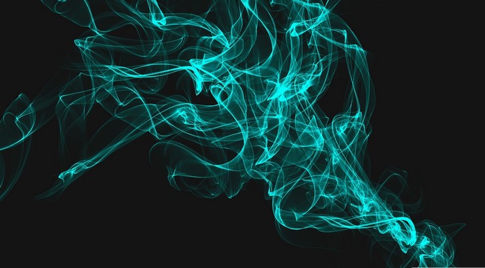 Abstract blue smoke on black background