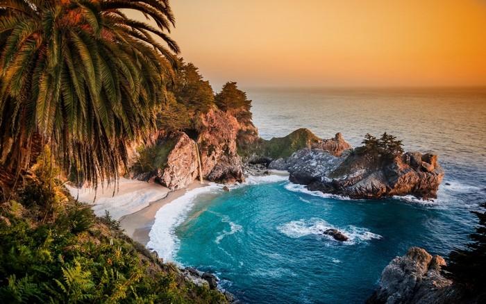Julia Pfeiffer Burns State Park, California Coastline with Waterfall