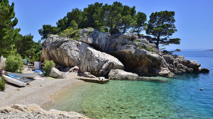 4K Coast of Croatia with Rocky Shoreline and Clear Sea