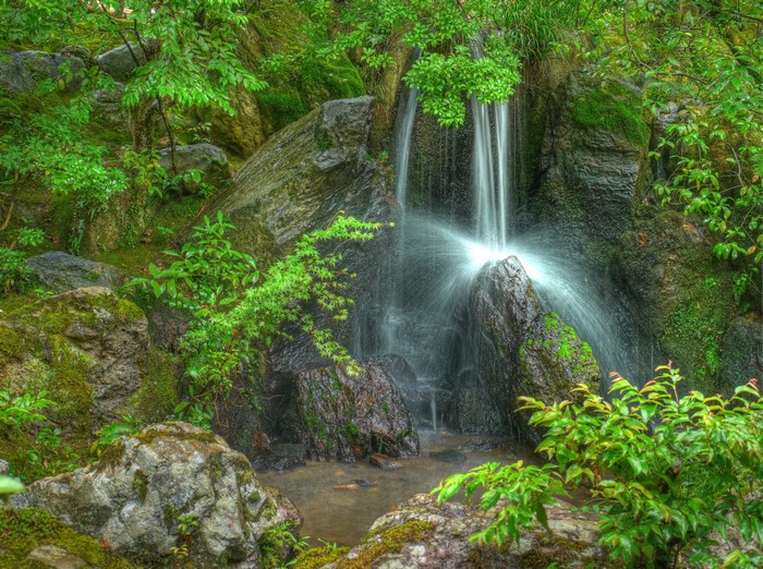Waterfall in a Japanese Garden