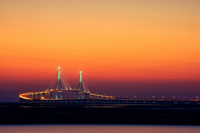 Incheon Bridge at sunset, South Korea