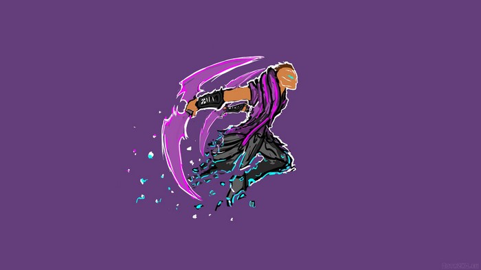 Anti-Mage from DOTA 2 with purple energy