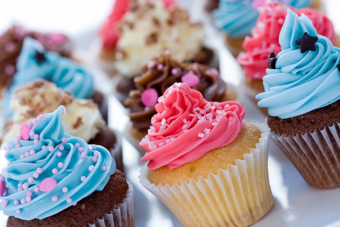 Assortment of colorful cupcakes