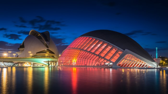 City of Arts and Sciences at night, Valencia, Spain
