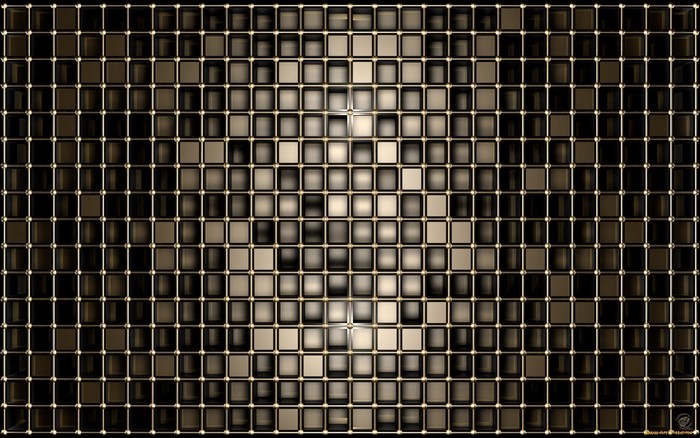 Geometric pattern of cubes with metallic grid
