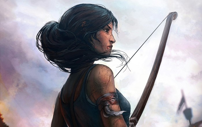 Lara Croft from Tomb Raider with a bow