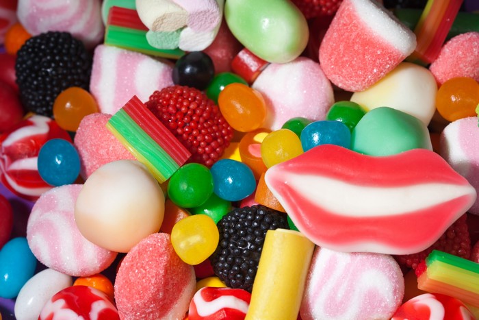 Assortment of colorful candies and sweets