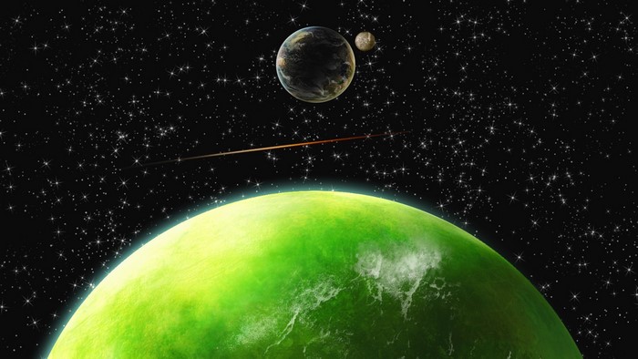 Planets and stars in space