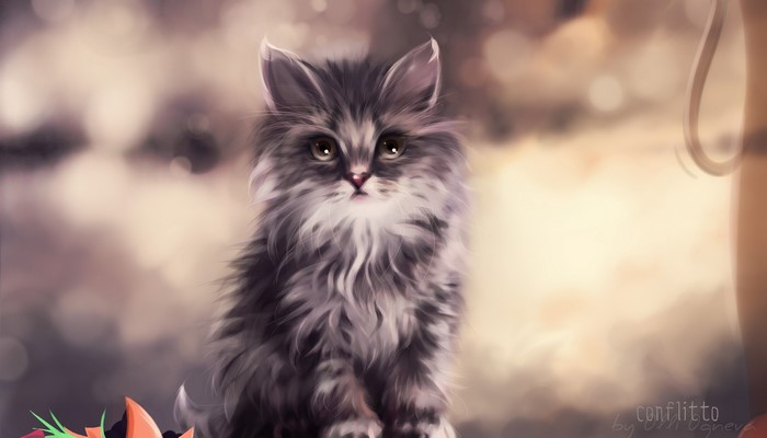 Fluffy Kitten Painting