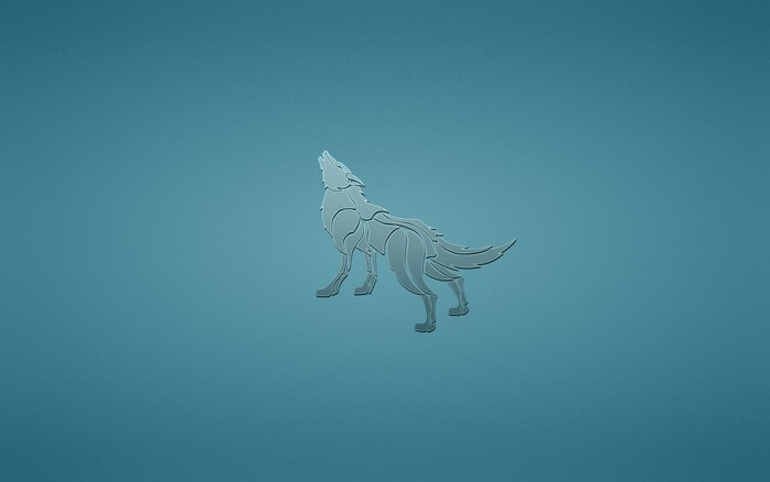 Stylized wolf howling on a blue background
