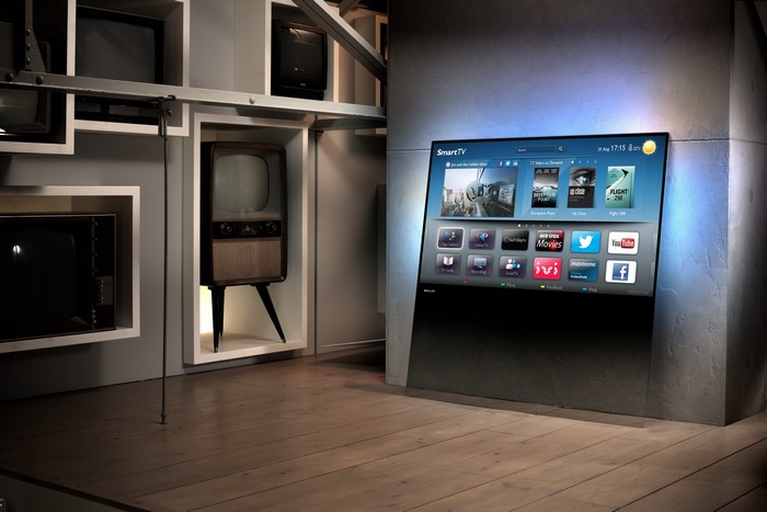 Philips DesignLine Smart TV and vintage televisions