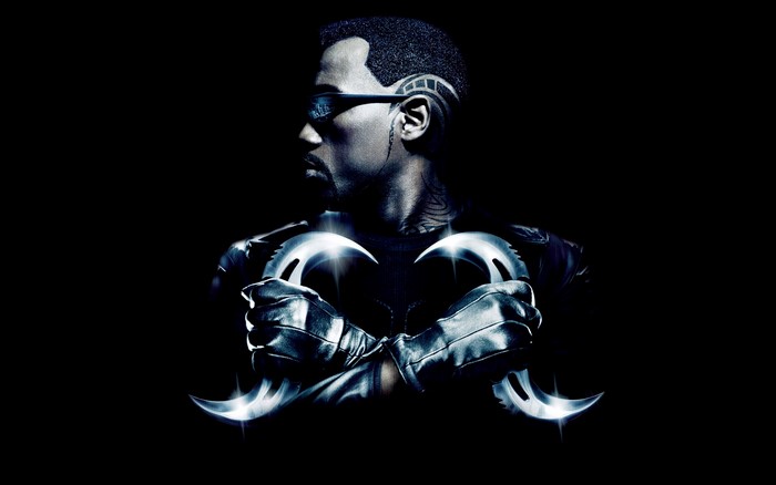 Blade holding his signature weapons