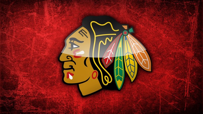 Chicago Blackhawks Logo on Red Grunge Background