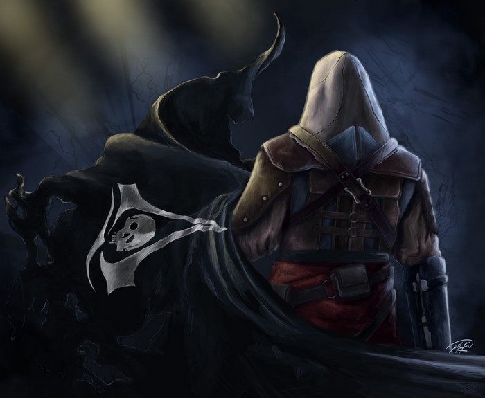 Assassin from Assassin's Creed 4 Black Flag with Pirate Flag