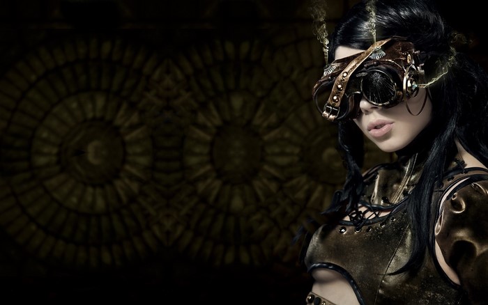 Steampunk woman wearing goggles