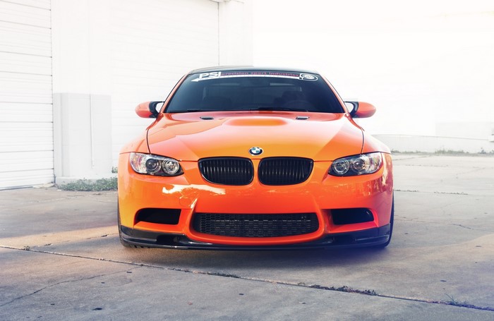 Orange BMW M3 E92 Front View