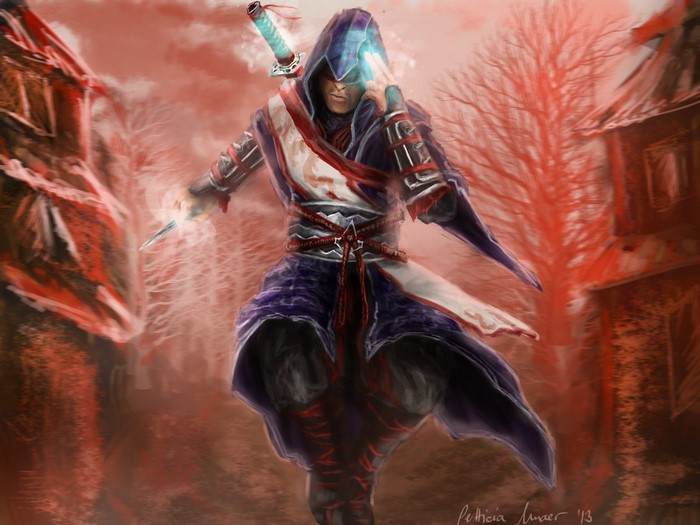 Assassin from Assassin's Creed with sword and dagger