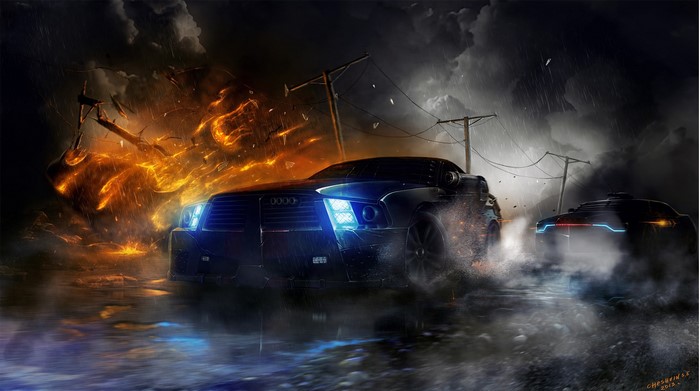 Audi from Death Race in Rain and Fire
