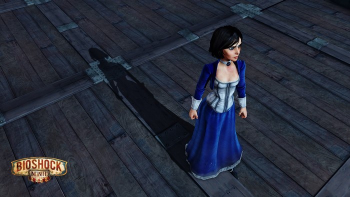Elizabeth from BioShock Infinite on wooden planks