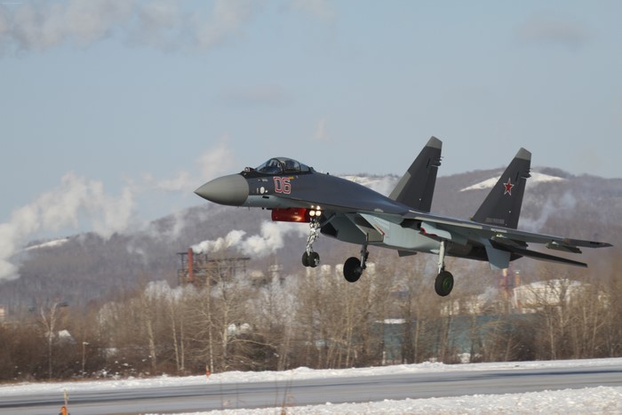 Sukhoi Su-35 Fighter Jet Taking Off