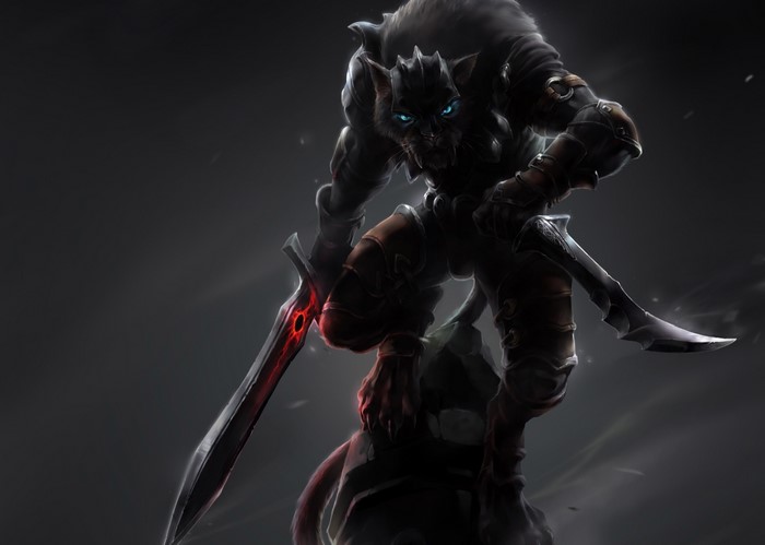 Anthropomorphic warrior with glowing sword
