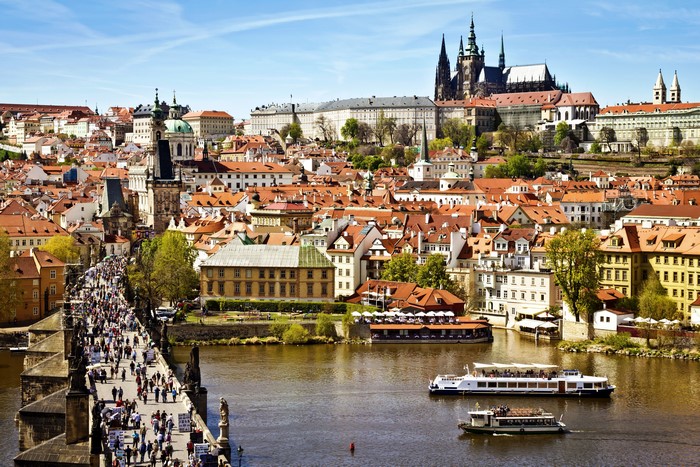 Prague, Czech Republic: Charles Bridge and Vltava River