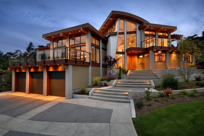 Modern Luxury House with Garage and Stairs