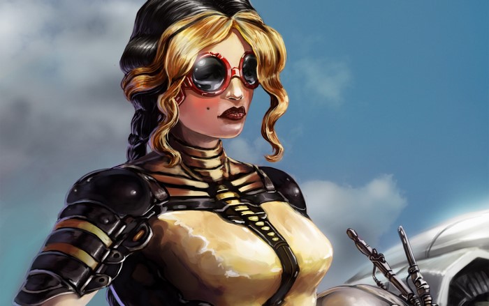 Woman with goggles and armor