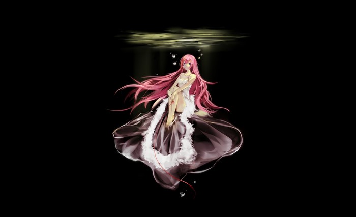 Anime girl with pink hair underwater