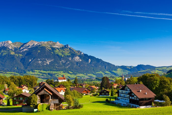 4K Scenic Village in the Swiss Alps