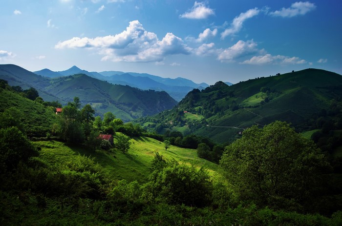 Green Mountains and Valleys in Asturias, Spain