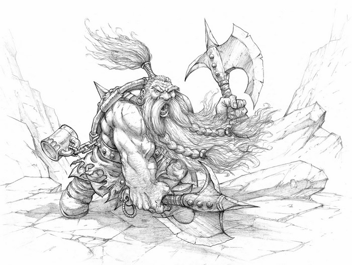 Dwarf Warrior with Battle Axes from World of Warcraft