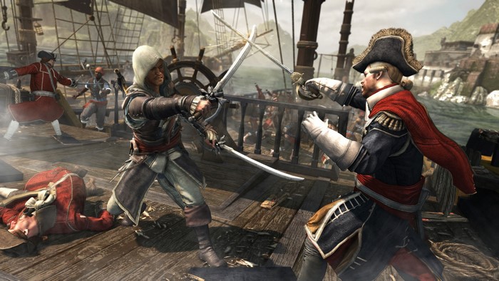 Edward Kenway from Assassin's Creed 4 Black Flag sword fighting