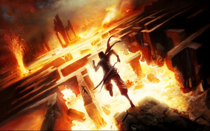 Prince of Persia running through lava