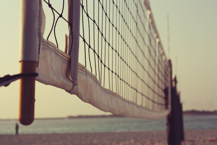 Volleyball net on a beach