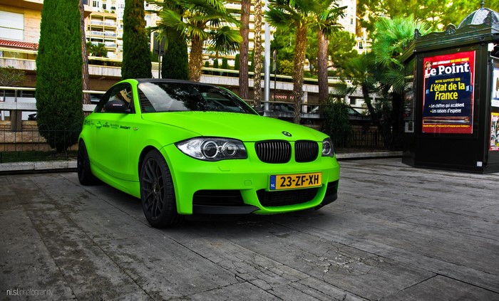 Green BMW 1 Series M1 with Dutch License Plate