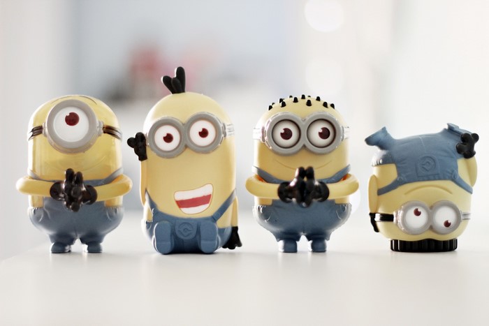 Four Minions toys from Despicable Me