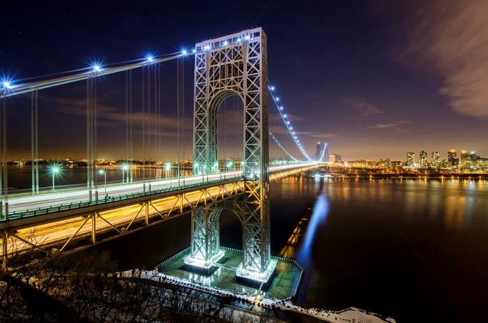 George Washington Bridge at Night over Hudson River