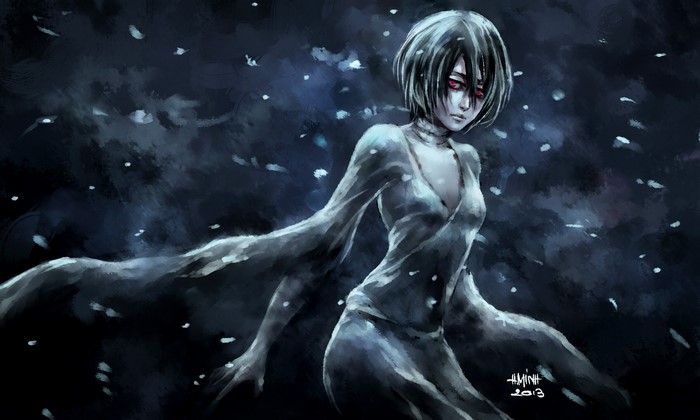 Gothic Fantasy Woman with Red Eyes