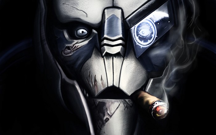 Garrus Vakarian from Mass Effect with a cigar