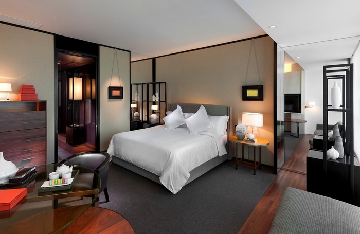 Luxury hotel bedroom with modern design