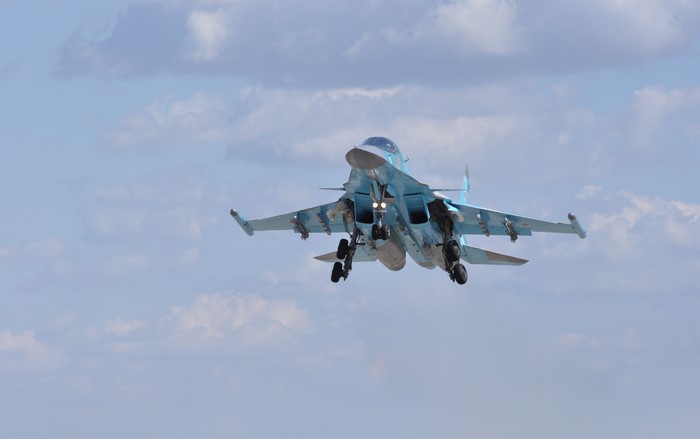 Sukhoi Su-34 Fighter Airplane Taking Off