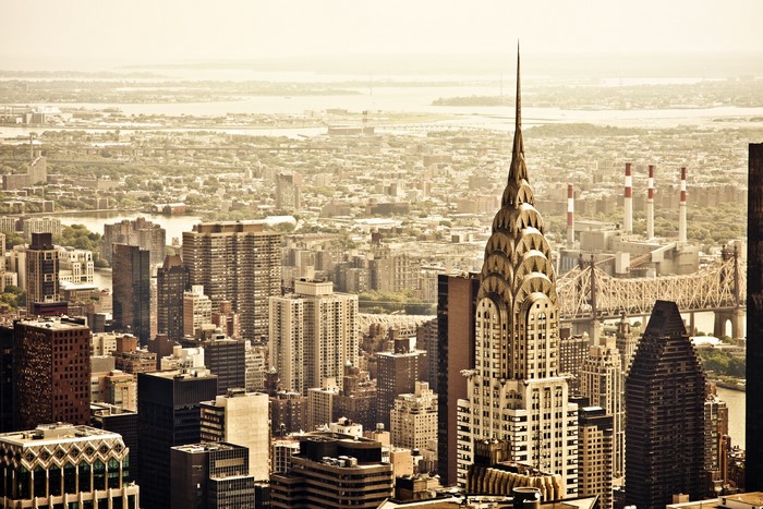 Chrysler Building and New York City skyline from above