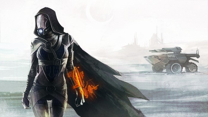 Tali Zorah from Mass Effect on an alien planet
