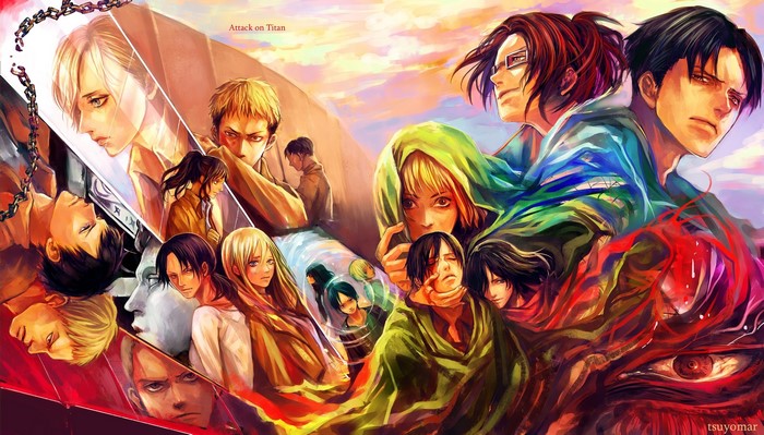 Attack on Titan characters collage