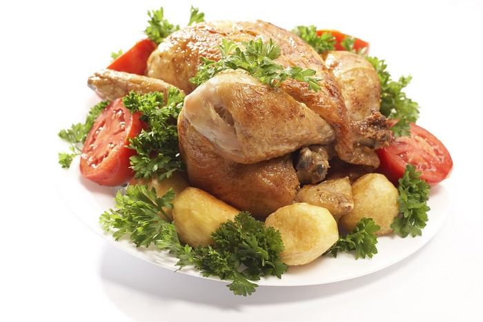 Roast Chicken with Potatoes and Tomatoes
