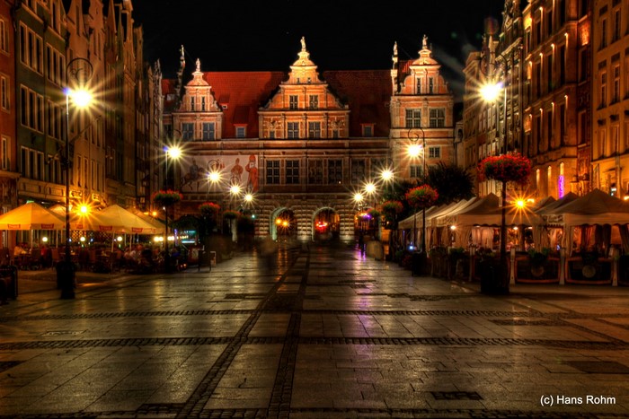 Street at night in Gdansk, Poland