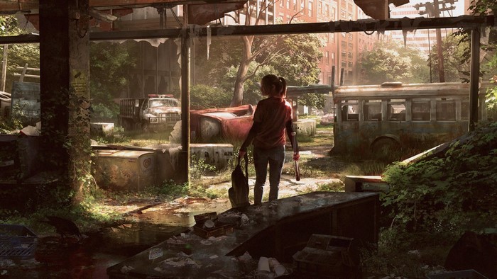 Ellie from The Last of Us in an abandoned city