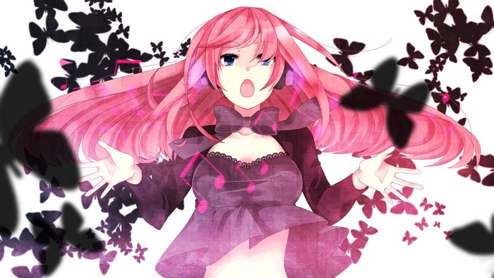 Luka Megurine from Vocaloid with butterflies